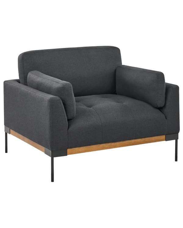 Lenestol Svart Polyesterstoff Svarte jernben Ekstra puter Moderne design Stue Hvilestol