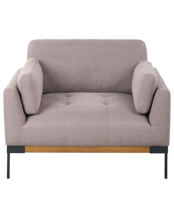 Lenestol Taupe Polyesterstoff Svarte jernben Ekstra puter Moderne design Stue Hvilestol