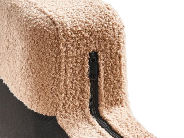Høyre Sjeselong Sand Beige Boucle-trekk Metallben med Puter
