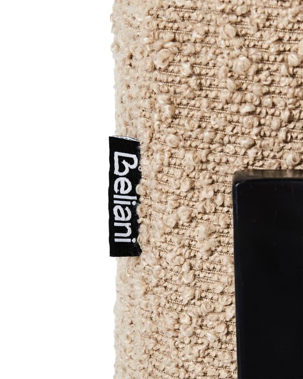 Lenestol Beige bouclé Svart metall Rund fasong Moderne design Stue Spisestue Hvilestol