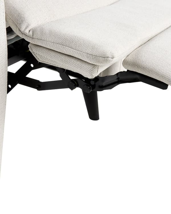 Hvilestol Hvid stofbeklædning Push-Back Manuelt justerbar ryg og fodstøtte Lænestol i retrodesign