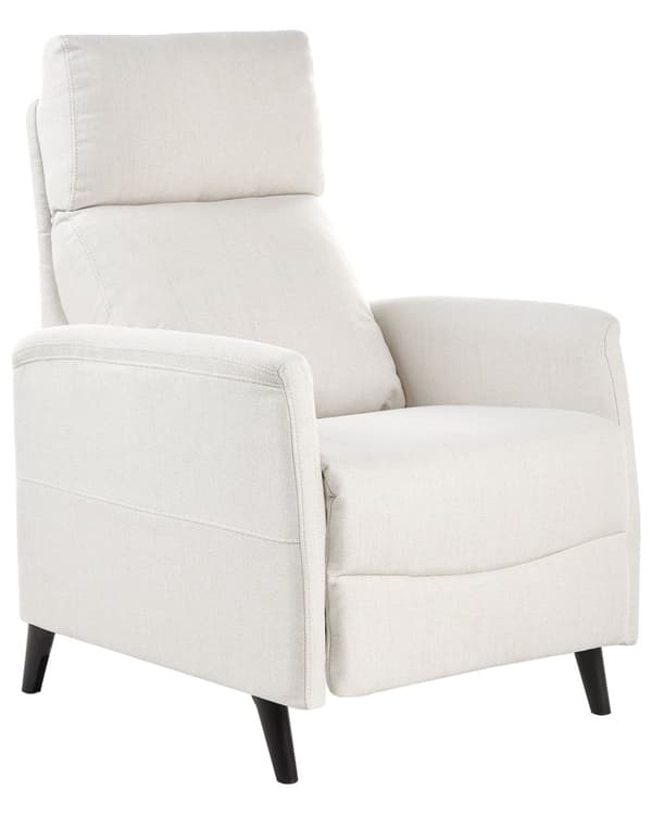 Hvilestol Hvid stofbeklædning Push-Back Manuelt justerbar ryg og fodstøtte Lænestol i retrodesign