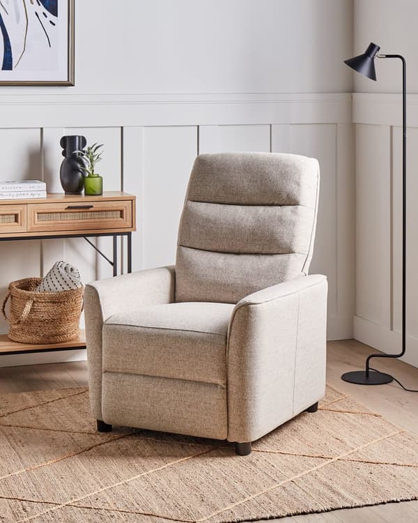 Hvilestol Taupe Stofftrekk Push-Back Manuelt Justerbar Rygg og Fotstøtte Retro Design Lenestol