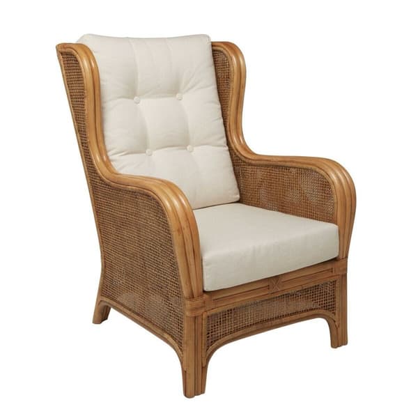 Fauteuil en rotin et tissu L70 cm - GUSTAVE