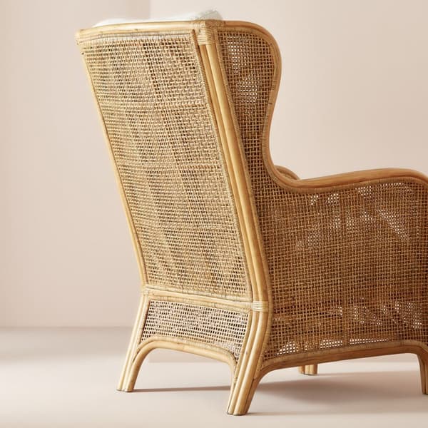 Fauteuil en rotin et tissu L70 cm - GUSTAVE