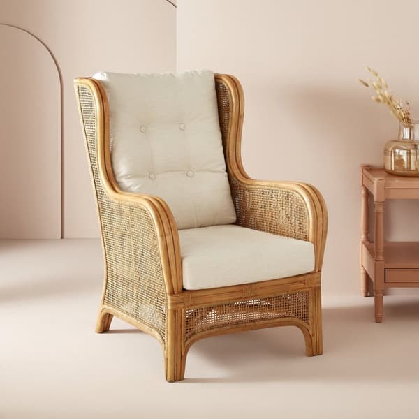 Fauteuil en rotin et tissu L70 cm - GUSTAVE