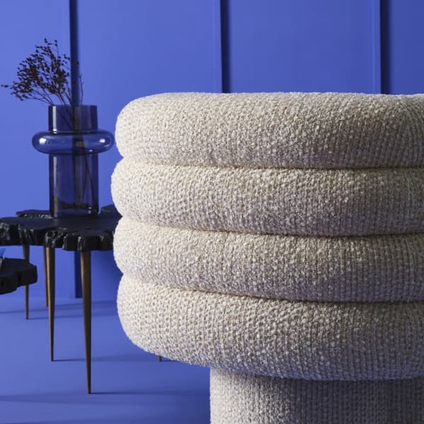Fauteuil en tissu écru pivotant L82 cm - TREFLE