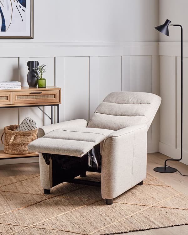 Hvilestol Taupe Stofbetræk Push-Back Manuelt justerbar ryg og fodstøtte Lænestol i retrodesign