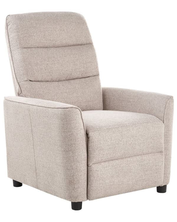 Hvilestol Taupe Stofbetræk Push-Back Manuelt justerbar ryg og fodstøtte Lænestol i retrodesign