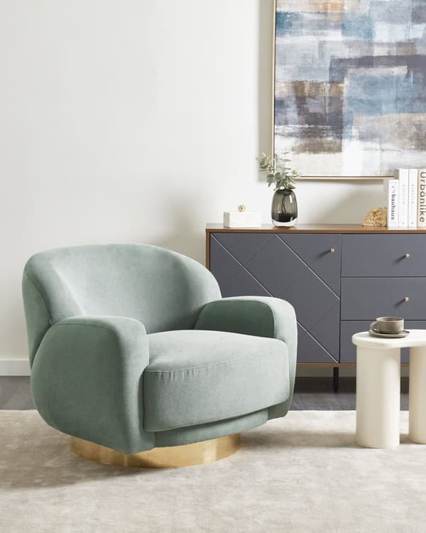 Lenestol Grønn Stoff Gullfarget understell Vannavvisende stoff Retro og glamorøs stil Hvilestol Stue