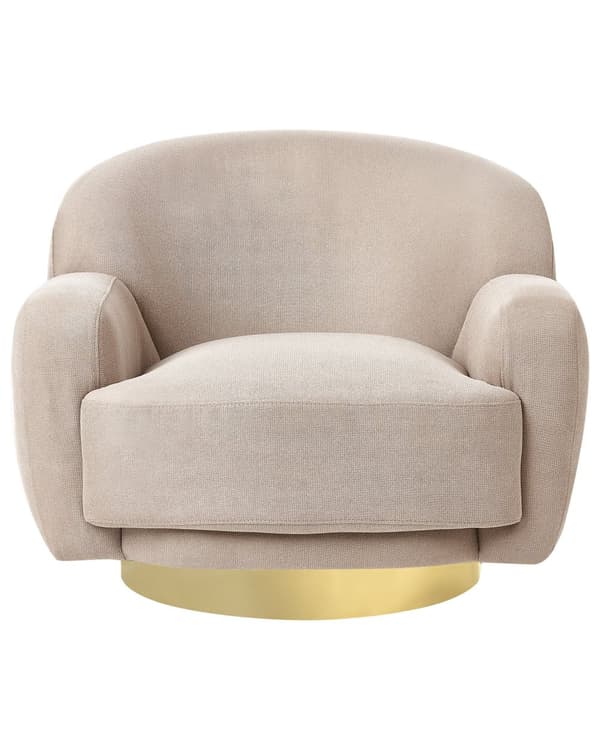 Lenestol Taupe Stoff Gullfarget understell Vannavvisende stoff Retro og glamorøs stil Hvilestol Stue