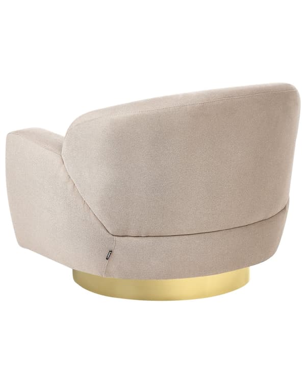 Lenestol Taupe Stoff Gullfarget understell Vannavvisende stoff Retro og glamorøs stil Hvilestol Stue