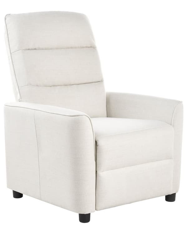 Reclinerstol Vit Tygklädsel Push-Back Manuellt Justerbar Rygg och Fotstöd Retro Design Fåtölj