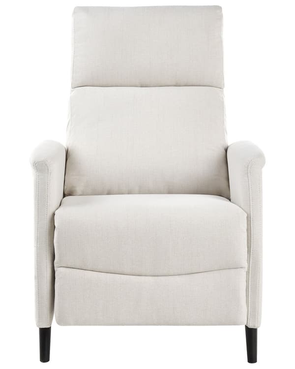 Reclinerstol Vit Tygklädsel Push-Back Manuellt Justerbar Rygg och Fotstöd Retro Design Fåtölj