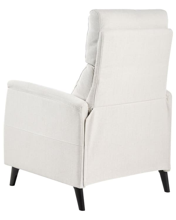 Reclinerstol Vit Tygklädsel Push-Back Manuellt Justerbar Rygg och Fotstöd Retro Design Fåtölj