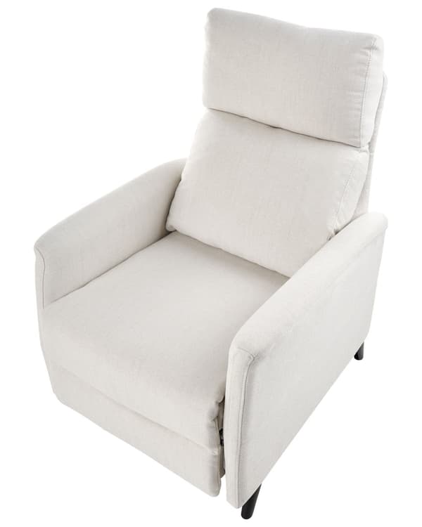Reclinerstol Vit Tygklädsel Push-Back Manuellt Justerbar Rygg och Fotstöd Retro Design Fåtölj
