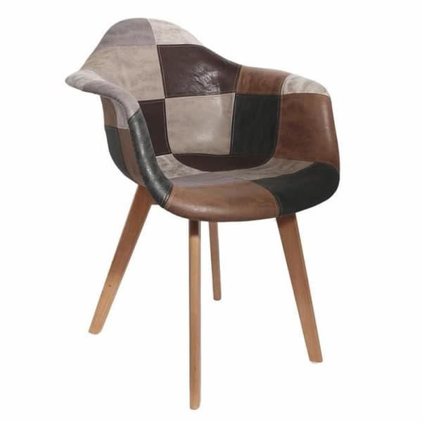 Fåtöljer - Paris Pris - Patchwork - Set om 2 - 84 cm - Brun - Trä