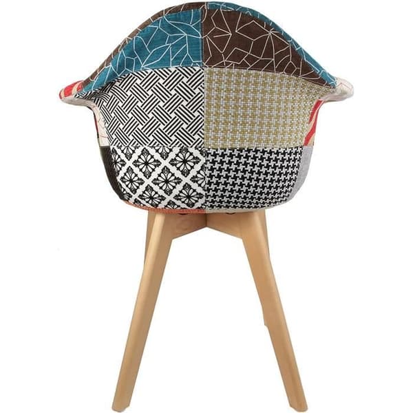 Set med 2 Skandinaviska Patchwork Fåtöljer Trä + Polyester Flerfärgad 62 x 60 50 x 86 cm