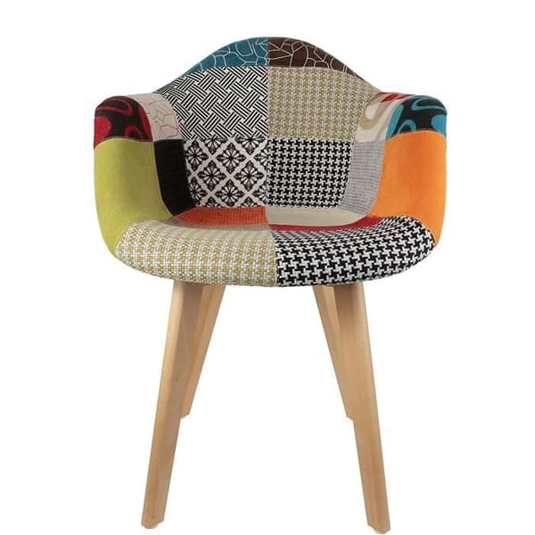 Set med 2 Skandinaviska Patchwork Fåtöljer Trä + Polyester Flerfärgad 62 x 60 50 x 86 cm