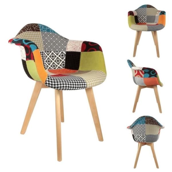 SKANDINAVISK PATCHWORK FÅTÖLJ I SET OM 2 85X62X43