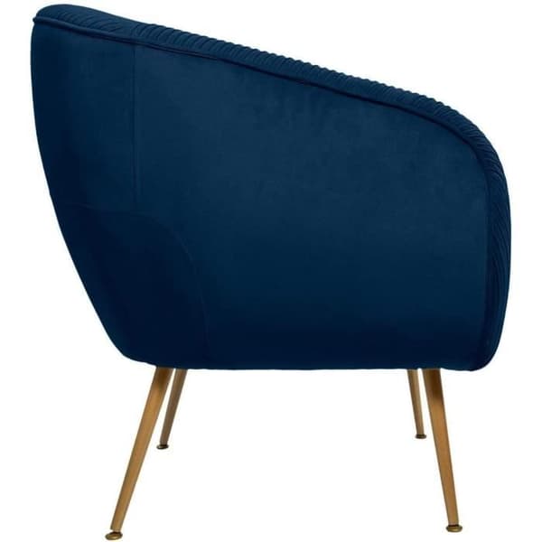 Plisserad blå sammetsfåtölj - Atmosphera - H 78 cm - Vintage - Avtagbar