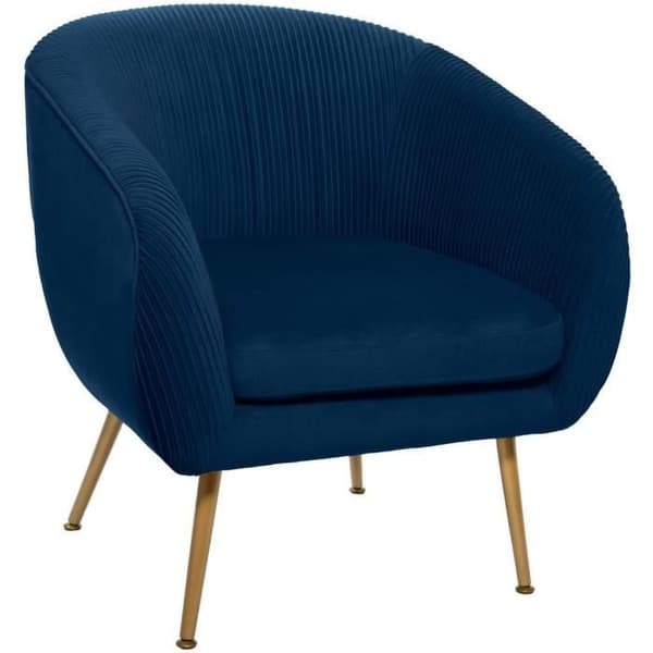 Plisserad blå sammetsfåtölj - Atmosphera - H 78 cm - Vintage - Avtagbar