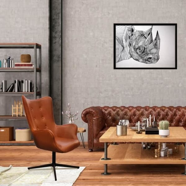 Vridbar fåtölj Simili Brun - L 74 x D 71,5 x H 107 cm - HELSINGFORS
