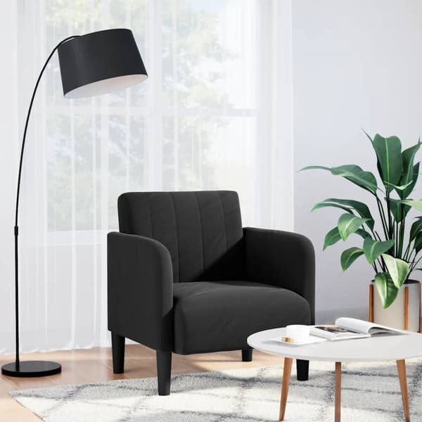 Soffstol med armstöd svart 54 cm sammet
