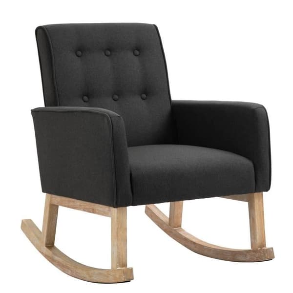 Chaise Bascule Dream Tissu med Armstöd Avkopplande Fåtölj Ekben, Mörkgrå