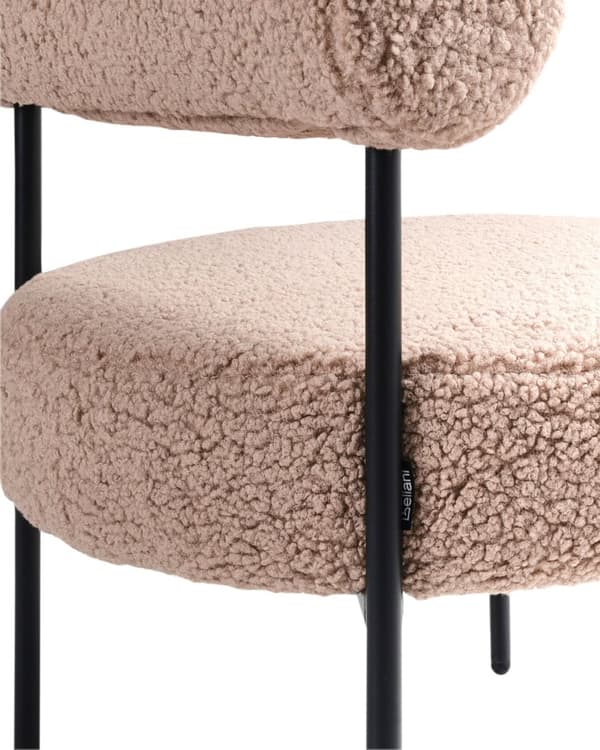 Accentstol Taupe Boucle-klädsel Rund Sits Vintage-design Svart Metallram