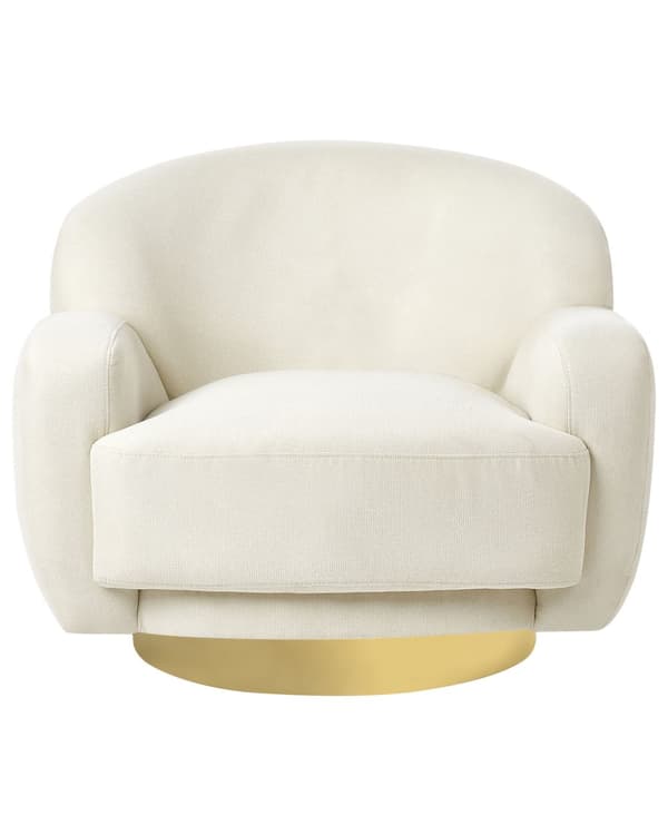 Fåtölj Ljusbeige Tyg Guldfot Retro Glam Art Inredning Stil