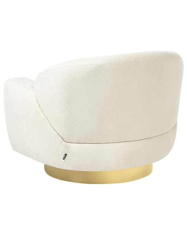 Fåtölj Ljusbeige Tyg Guldfot Retro Glam Art Inredning Stil