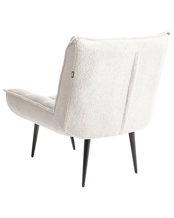 Lenestol Boucle Hvit Svarte Metallben Uten Armlener Moderne Design Hvilestol Stue Soverom