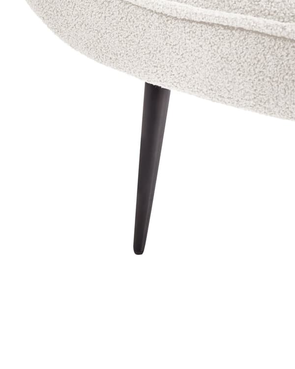 Lenestol Boucle Hvit Svarte Metallben Uten Armlener Moderne Design Hvilestol Stue Soverom