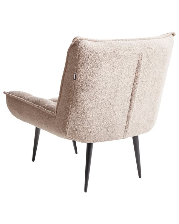 Lenestol Boucle Beige Svarte Metallben Uten Armlener Moderne Design Hvilestol Stue Soverom