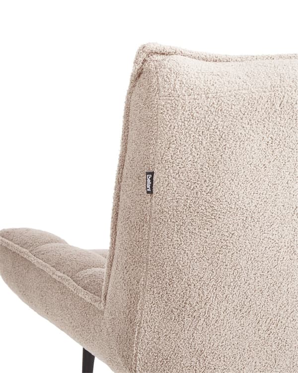 Lenestol Boucle Beige Svarte Metallben Uten Armlener Moderne Design Hvilestol Stue Soverom