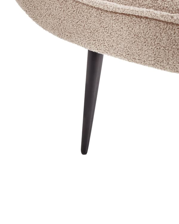 Lenestol Boucle Beige Svarte Metallben Uten Armlener Moderne Design Hvilestol Stue Soverom