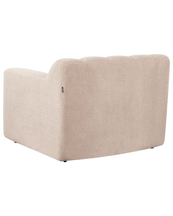 Lænestol beige polstret boucle-lænestol med ryghynder i moderne designstil lounge-stol