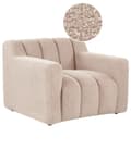 Miniatyrbillede 1 af 11: Lænestol beige polstret boucle-lænestol med ryghynder i moderne designstil lounge-stol