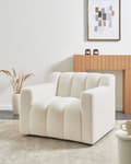 Miniatyrbillede 2 af 11: Lænestol hvid polstret boucle-lænestol med ryghynder i moderne designstil lounge-stol