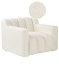 Miniatyrbillede 1 af 11: Lænestol hvid polstret boucle-lænestol med ryghynder i moderne designstil lounge-stol