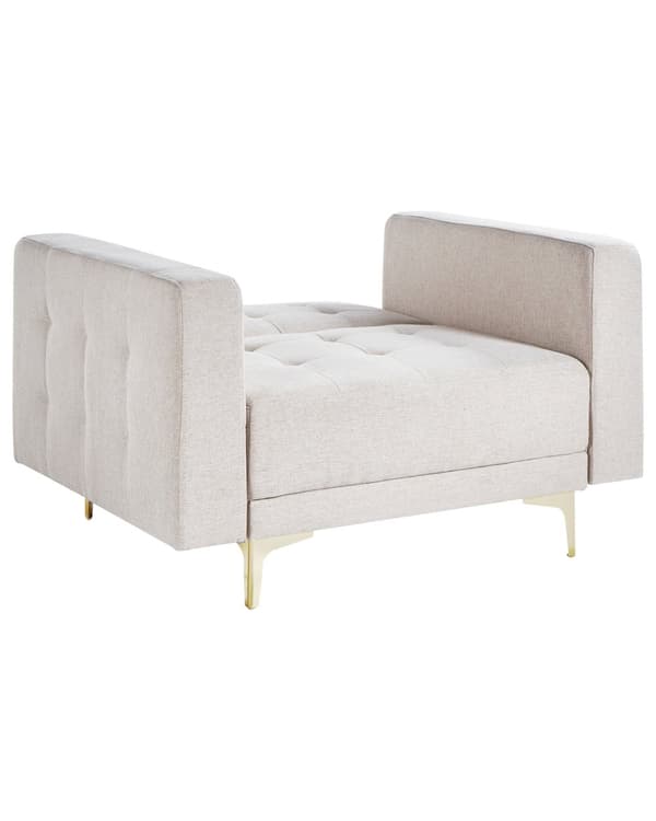 Lænestol Beige Polyester Stuestol med Armlæn til Stuen Bred Hvilestol Polstret Design Møbel Sovestol med Sovefunktion God Liggekomfort