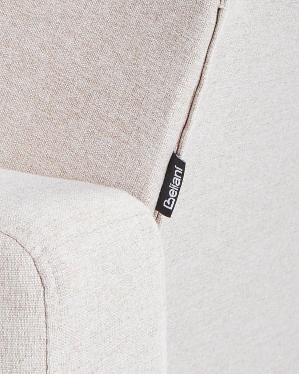 Lænestol Beige Polyester Stuestol med Armlæn til Stuen Bred Hvilestol Polstret Design Møbel Sovestol med Sovefunktion God Liggekomfort