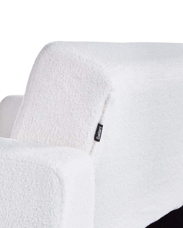 Lænestol Hvid Boucle Stuestol med Armlæn til Stuen Bred Hvilestol Polstret Design Møbel Sovestol med Sovefunktion God Liggekomfort