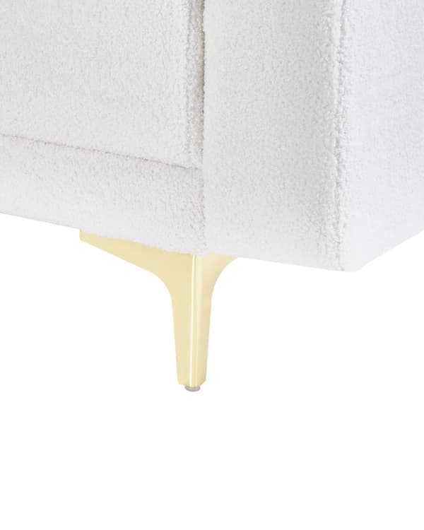 Lænestol Hvid Boucle Stuestol med Armlæn til Stuen Bred Hvilestol Polstret Design Møbel Sovestol med Sovefunktion God Liggekomfort