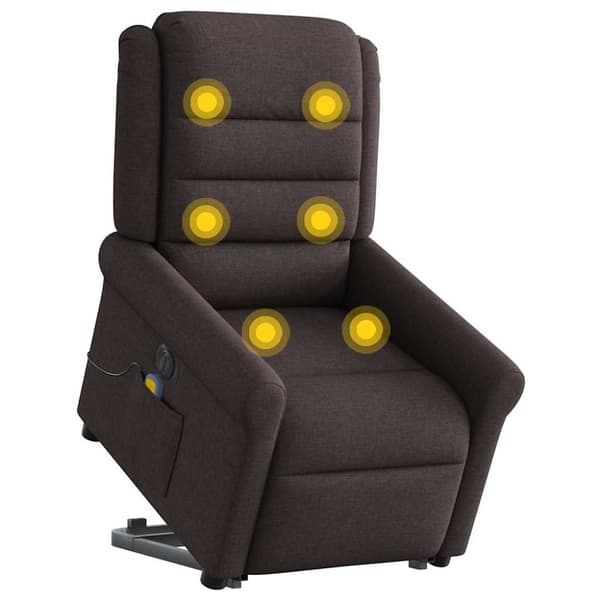 Elektrisk massagefåtölj med uppresningshjälp mörkbrun tyg
