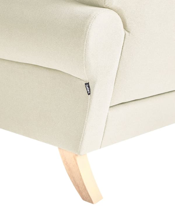Fåtölj Beige Polyester Tyg Träben Retro Minimalistiska Vardagsrumsmöbler