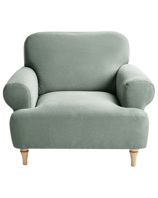 Fåtölj Ljusgrön Polyester Tyg Träben Retro Minimalistiska Vardagsrumsmöbler