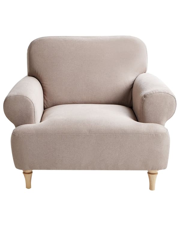 Lenestol Taupe Polyester Stoff Treben Retro Minimalistiske Stue Møbler
