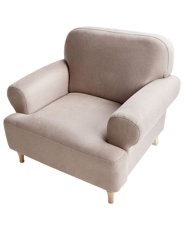 Lenestol Taupe Polyester Stoff Treben Retro Minimalistiske Stue Møbler